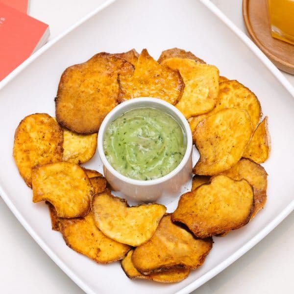 Sweet Potato Chips with Green Goddess Sauce Image